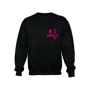 Intersection Black with Neon Pink Logo Crewneck Sweatshirt