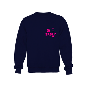 Intersection Navy with Neon Pink Logo Crewneck Sweatshirt