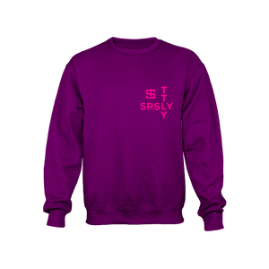 Intersection Purple with Neon Pink Logo Crewneck Sweatshirt