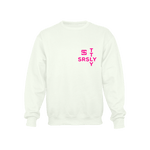 Intersection White with Neon Pink Logo Crewneck Sweatshirt