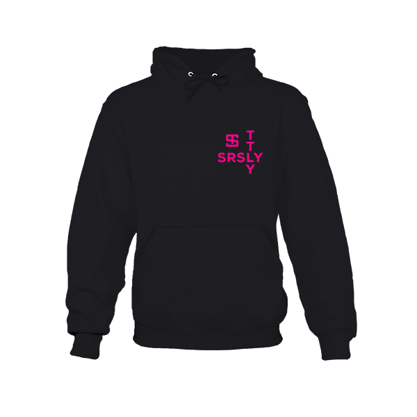 Intersection Black with Neon Pink Logo Hoodie Sweatshirt