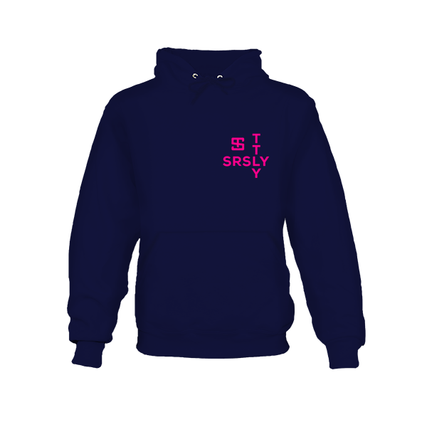 Intersection Navy with Neon Pink Logo Hoodie Sweatshirt