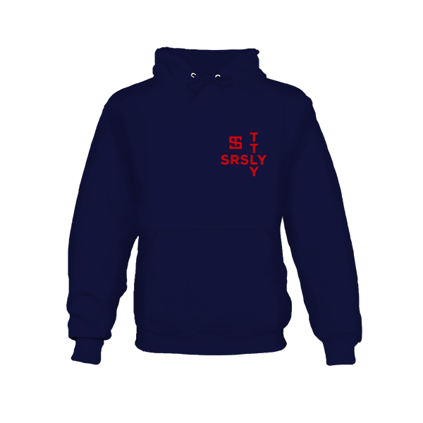 Intersection Navy with Red Logo Hoodie Sweatshirt
