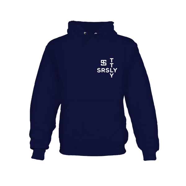 Intersection Navy with White Logo Hoodie Sweatshirt