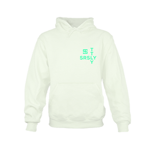 Intersection White with Mint Green Logo Hoodie Sweatshirt