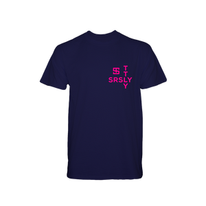Intersection Navy with Neon Pink Logo T-Shirt