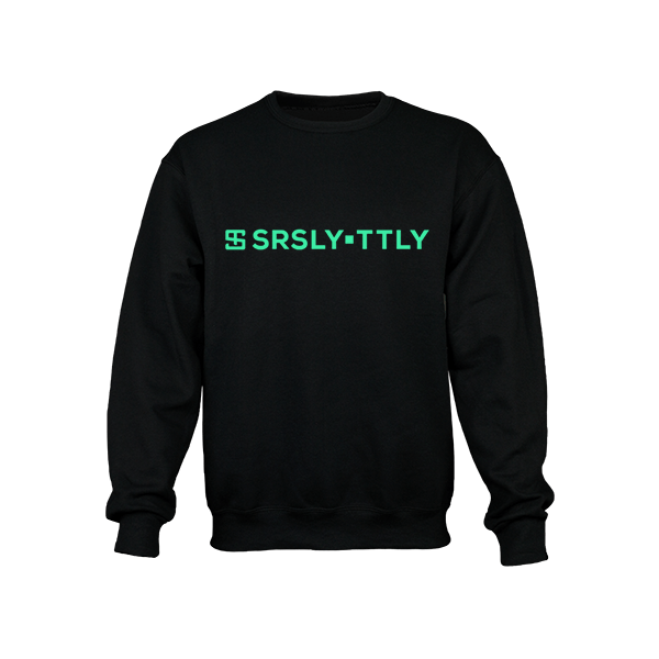 Logo SRSLY ▪ TTLY Black with Mint Green print Crewneck Sweatshirt