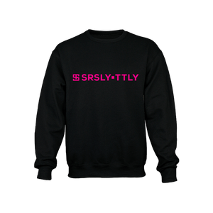 Logo SRSLY ▪ TTLY Black with Neon Pink print Crewneck Sweatshirt