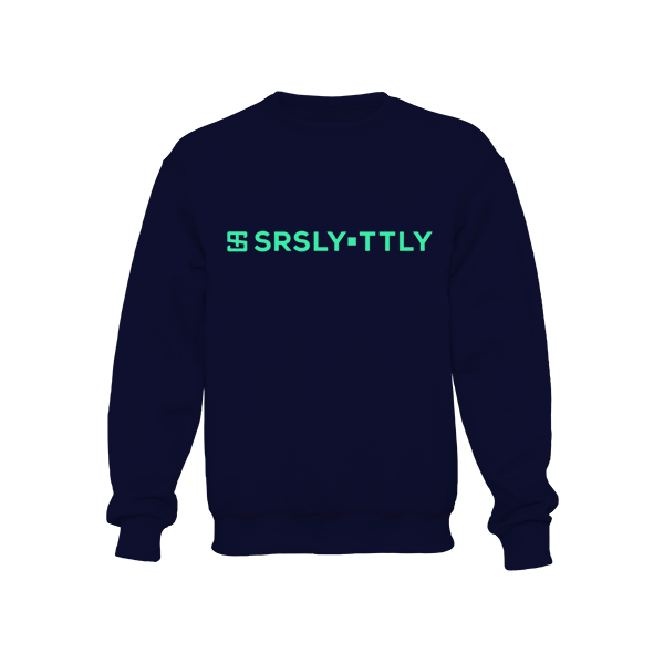 Logo SRSLY ▪ TTLY Navy with Mint Green print Crewneck Sweatshirt