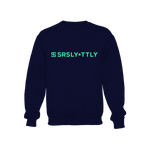 Logo SRSLY ▪ TTLY Navy with Mint Green print Crewneck Sweatshirt