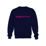 Logo SRSLY ▪ TTLY Navy with Neon Pink print Crewneck Sweatshirt