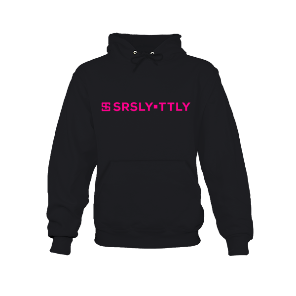 Logo SRSLY ▪ TTLY Black with Neon Pink print Hoodie Sweatshirt